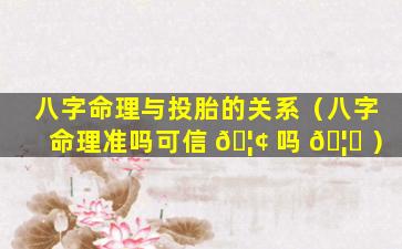 八字命理与投胎的关系（八字命理准吗可信 🦢 吗 🦅 ）
